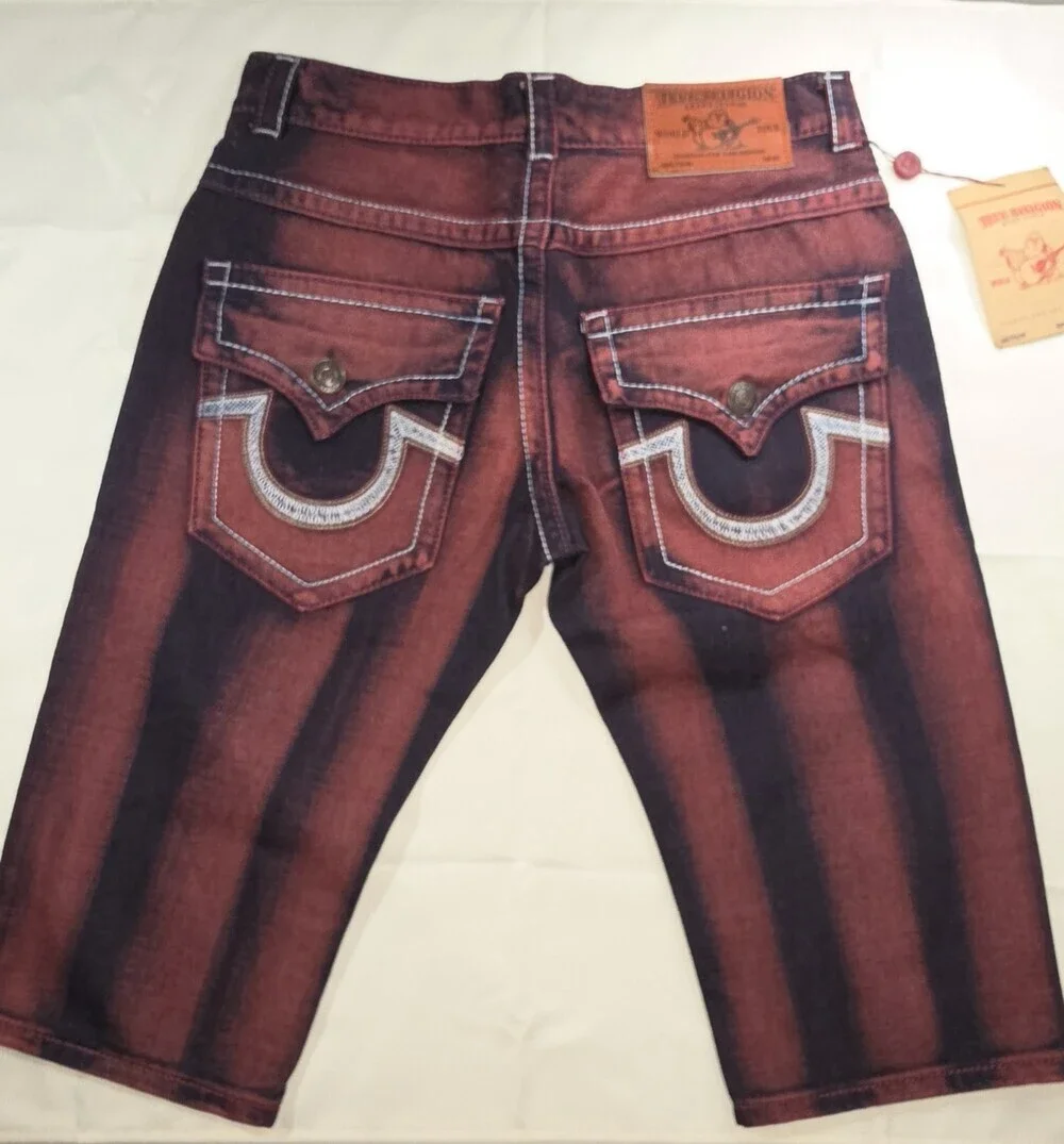 NWT True Religion Men's Red Wash Distressed Size 32 Billy Big T Made In USA